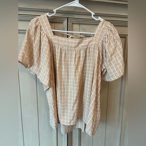 Beige Checkered Blouse